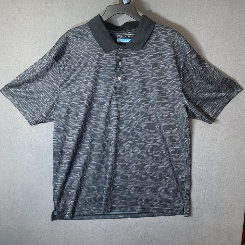 PGA TOUR Golf Polo Men XL F1168-SR Black Geometric Performance